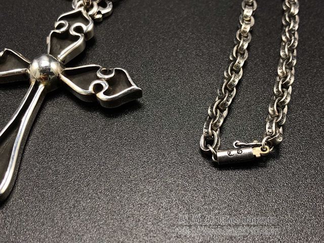 chrome hearts銀飾 克羅心桃心十字架吊墜項鏈 克羅心925純銀項鏈  gjc1859